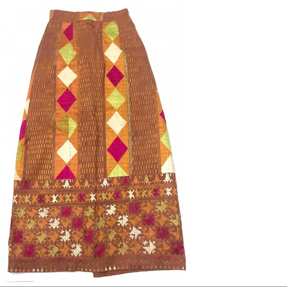 Vintage Dresses & Skirts - Vintage Hand Embroidered Indian Maxi Skirt